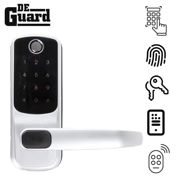 Deguard Premium Electronic Keypad Lever Lock (Satin Silver) w/Phone App and Cards DEKPL-APP - main